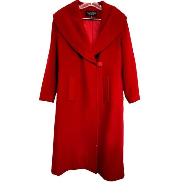 Centigrade Outerware Women's XS Red Wool Blend One Button Coat Shawl Collar FLAW - Picture 1 of 12
